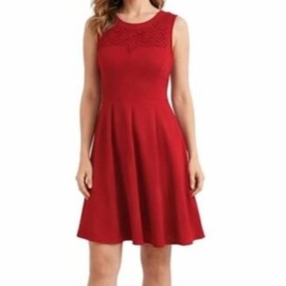 Speechless Red Dress Womens Size M Sleeveless Lace Bodice Fit and Flare NWT
